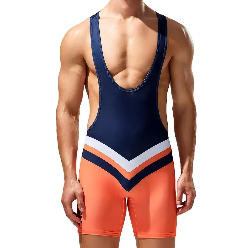 Bodysuit Mens Gym Undershirts Vest Underwear Wrestling Singlets Jumpsuits Bodybuilding Wear