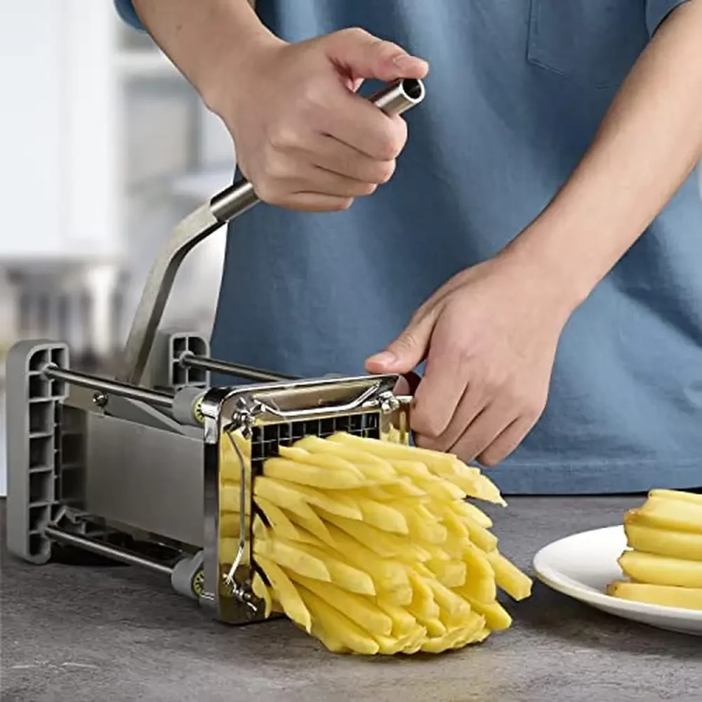 Профессиональная ножка для картофеля фри из нержавеющей стали, картофеля, моркови, огурцов, лезвия 3/8 дюйма и 1/4 дюйма, эргономичная ручка, без четверти