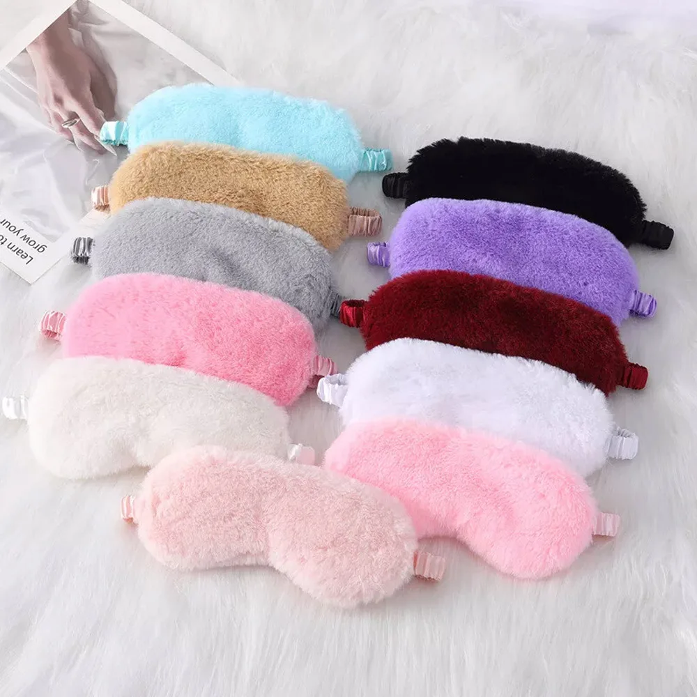 

1pc Portable Travel Relax Sleep Eye Mask Cute Eye Cover Fluffy Sleep Aid Blindfold Soft Plush Eyepatch Health Sleep Accessories