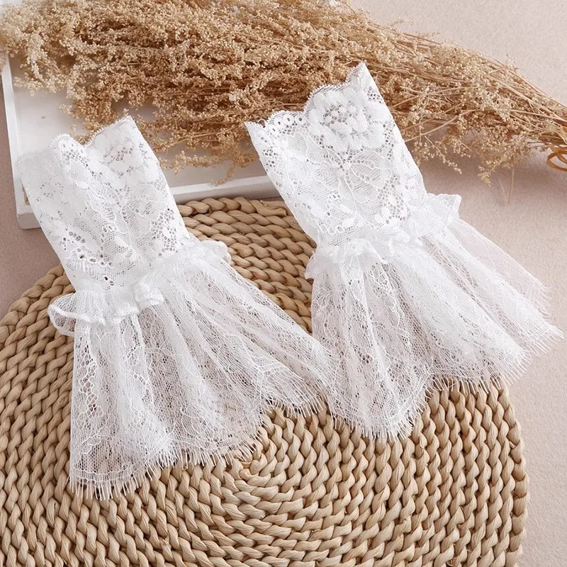 

Fashion Detachable Fake Sleeves Spring Autumn Wild Sweater Decorative Sleeves Lace Ruffles Elbow Sleeve Cuff Universal Fake Cuff