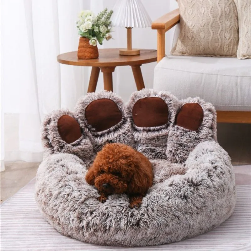 Plush Dog House Winter Pet Cat Beds Palm Fluffy Soft Dog Kennel Washable Comfortable Cat Nest Dog Accessories