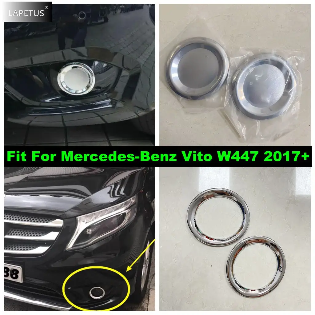 

Car Chrome Front Fog Light Lamp Ring Circle Frame Eyebrow Sticker Cover Trim Accessories For Mercedes-Benz Vito W447 2017 - 2023