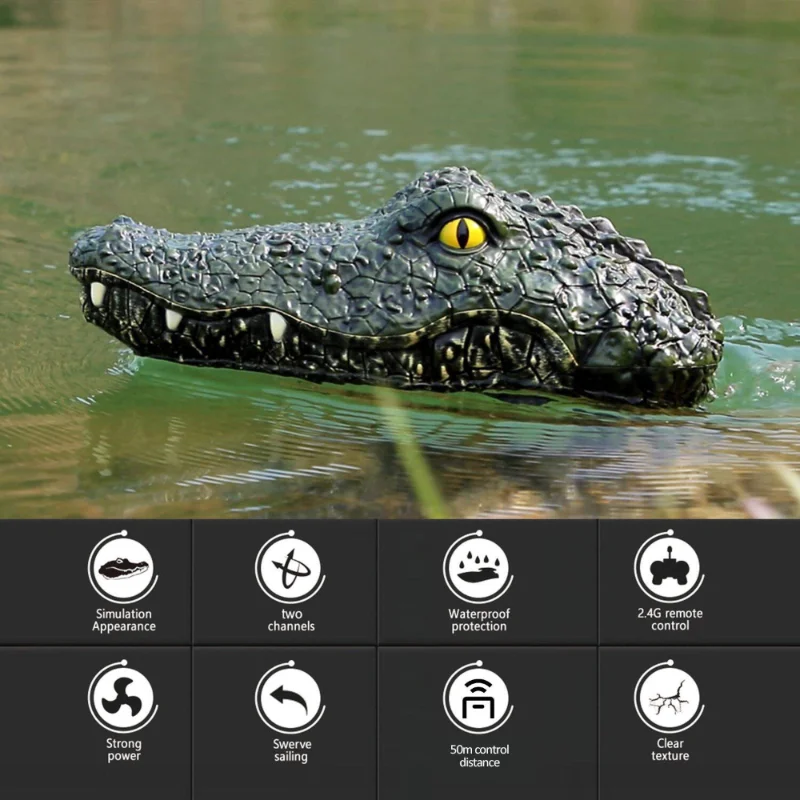 RC Speed Boat Simulation Crocodile Head 2.4G Remote Control Joke Alligator Decoy Electric Floating Summer Water Spoof Toys Gift