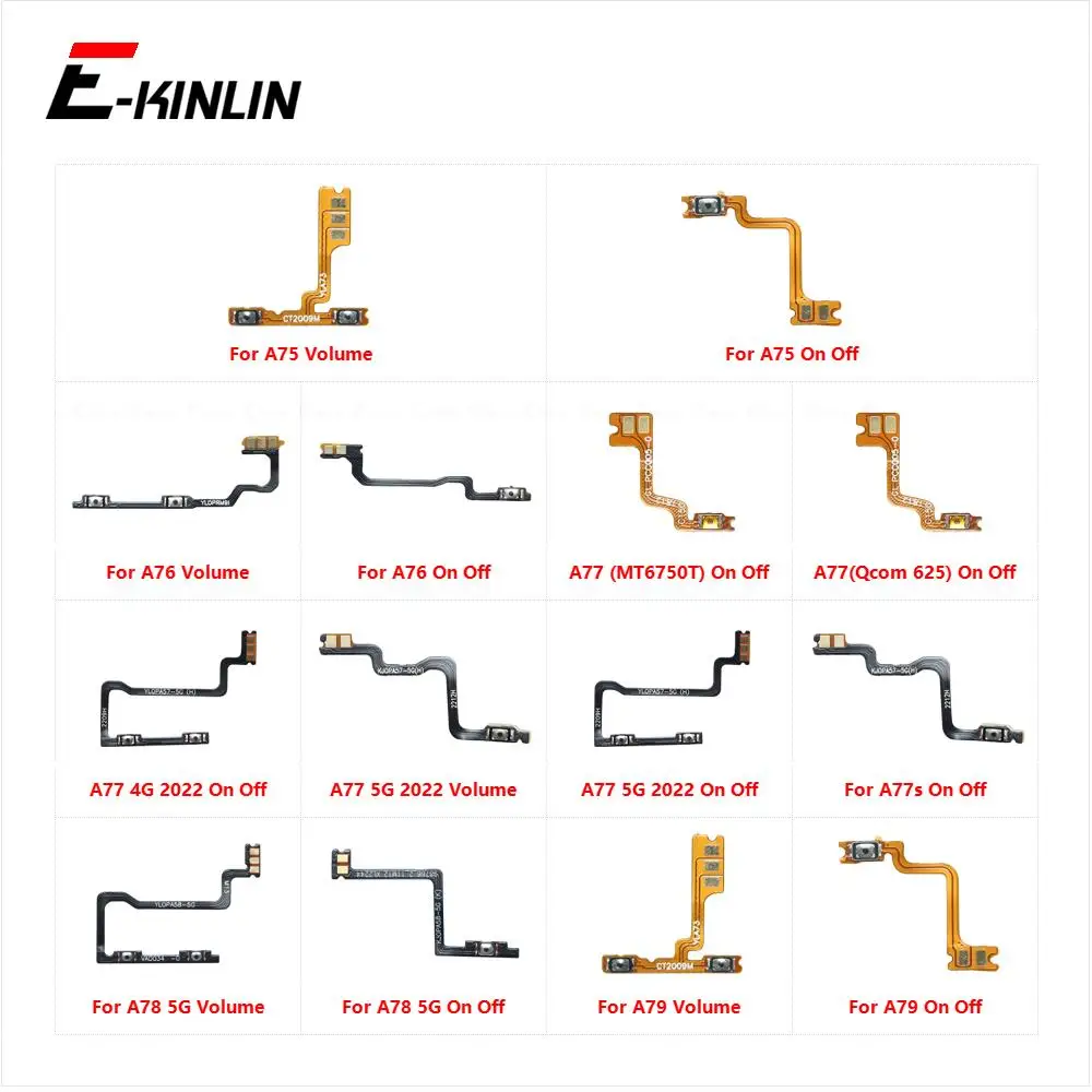 Switch Power ON OFF Key Mute Silent Volume Button Ribbon Flex Cable For OPPO A75 A76 A77 A77s A78 A79 4G 5G Replacement Parts