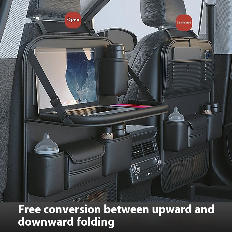 

Car Seat Back Storage Bag Kick-Proof Mat Pu Leather Car Accessories Tabletop Storage Box Cup, Laptop, And Tissue Box Storage Box