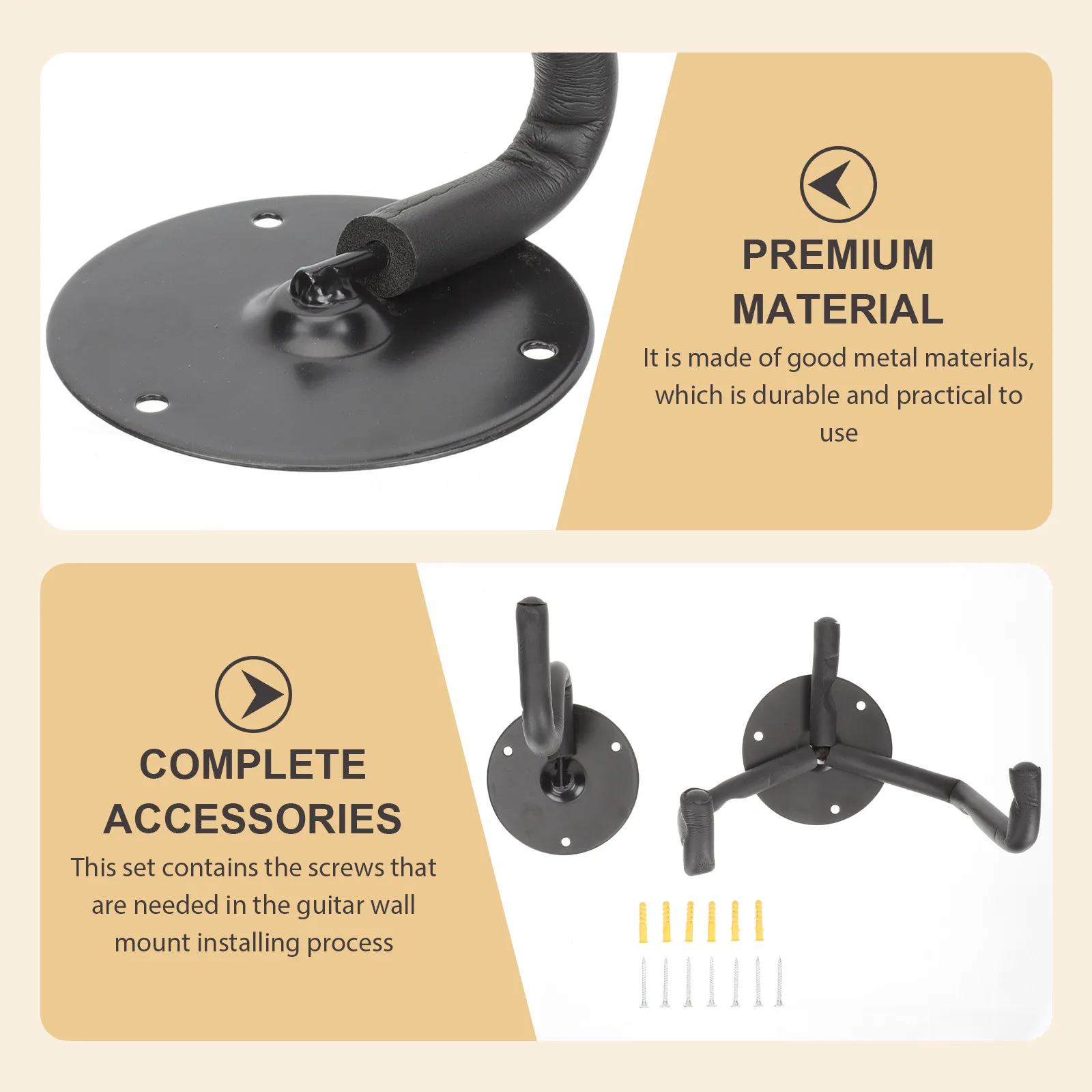 1Set Guitar Wall Hanger Durable Metal Horizontal Guitar Wall Mount Stable Holder for Bass Ukulele Display Rack