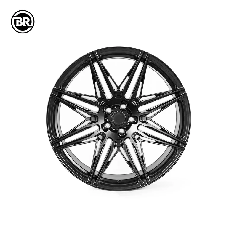 Custom Bright Black Full Coating 18-26 Inch Racing Car Wheels Deep Dish Forged 5*130 Rims With Polished Lip