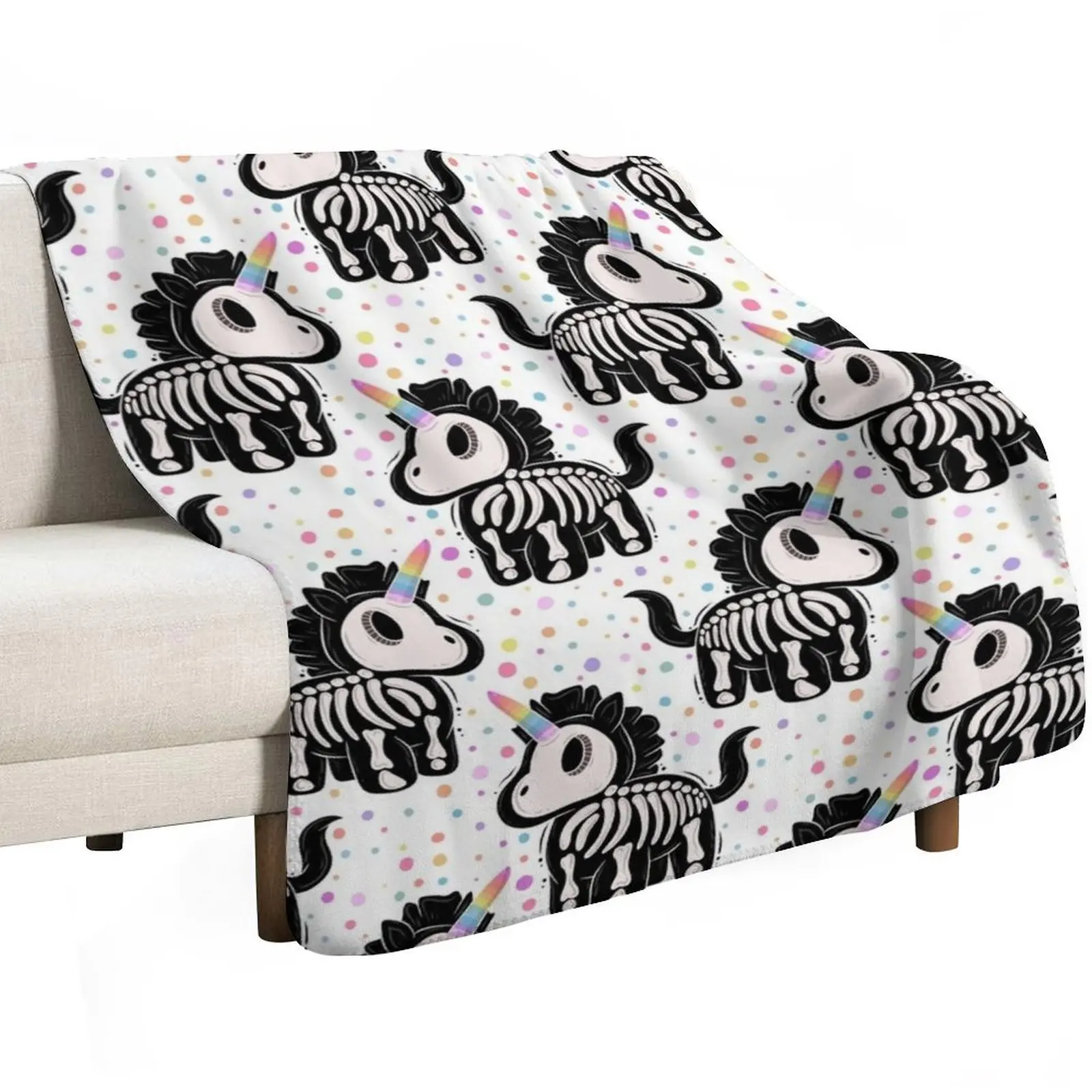 Unicorn skeleton Throw Blanket Reusable Durable Soft Blanket for All Seasons