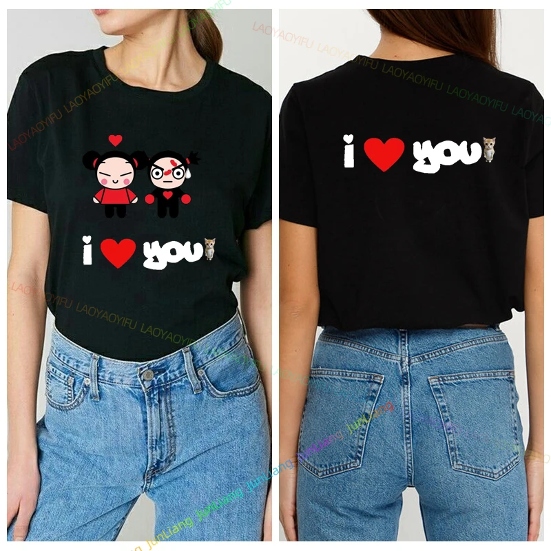 2024 New Trend Tops Pucca Y Garu Women's T-shirt Cute Graphic Harajuku Men's Clothing Y2k Vintage Funny Gifts Man Clothes Shirts