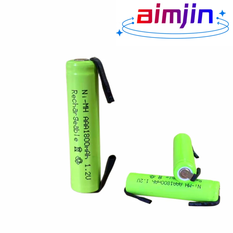 1.2V 1800mAh Ni-Mh AAA Rechargeable Battery Cell With Solder Tabs For Philips Braun Electric Shaver Razor Toothbrush