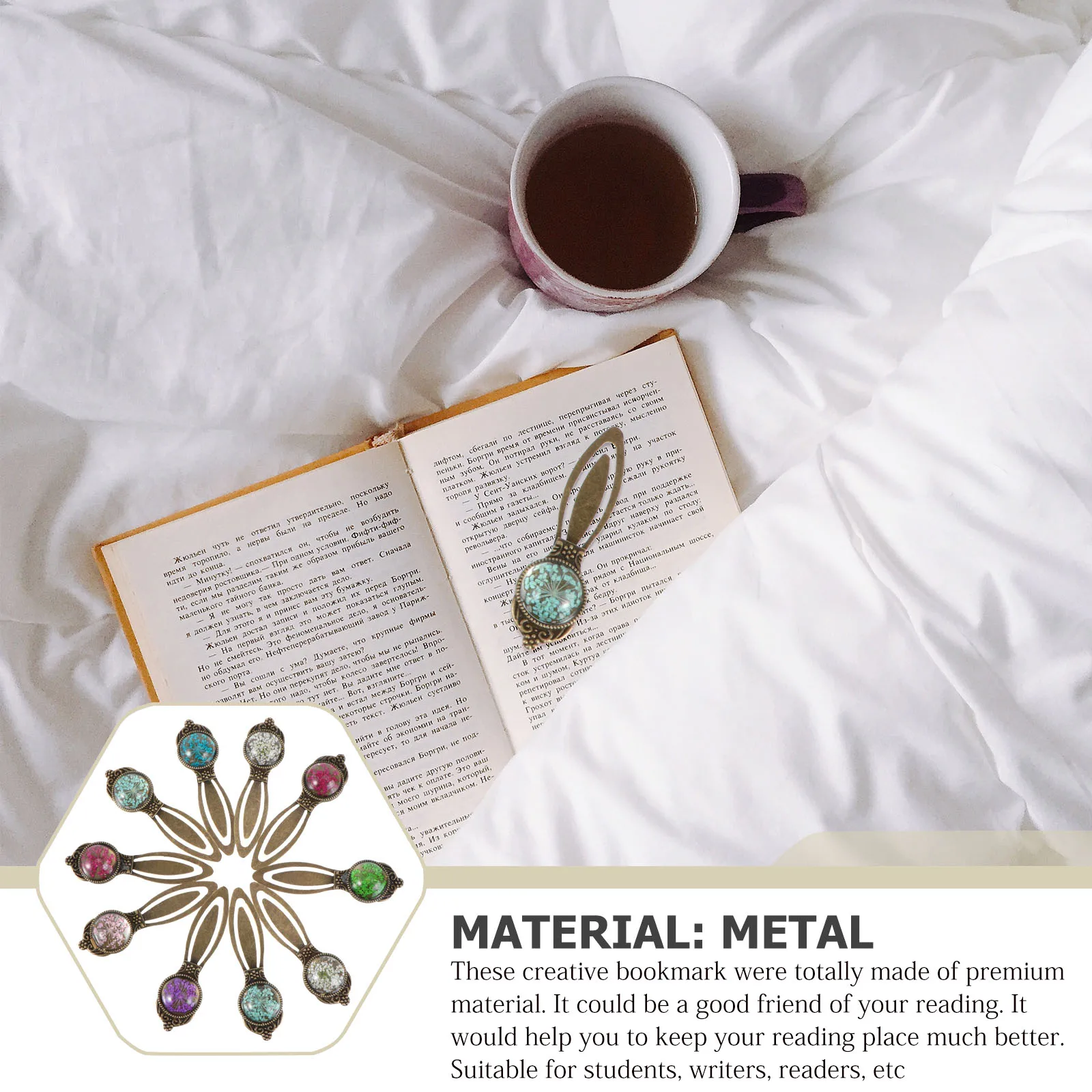 

10pcs Metal Bookmarks Creative Reading Accessories Vintage Bookmark Marker for Books School Supplies Cartoon Bookmark
