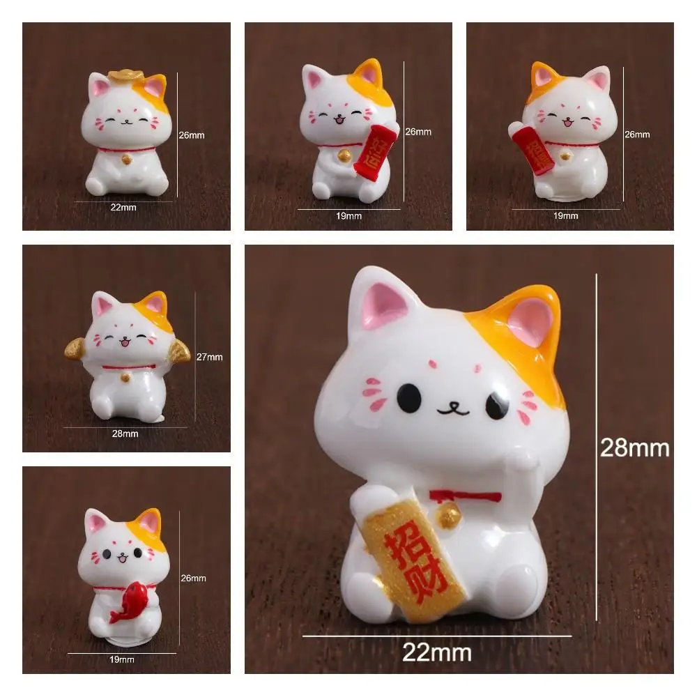 Mini Lucky Cat Car Ornaments Realistic Simple Fortune Cat Figurines Lovely Cute Cat Micro Landscape Ornament Garden Landscape