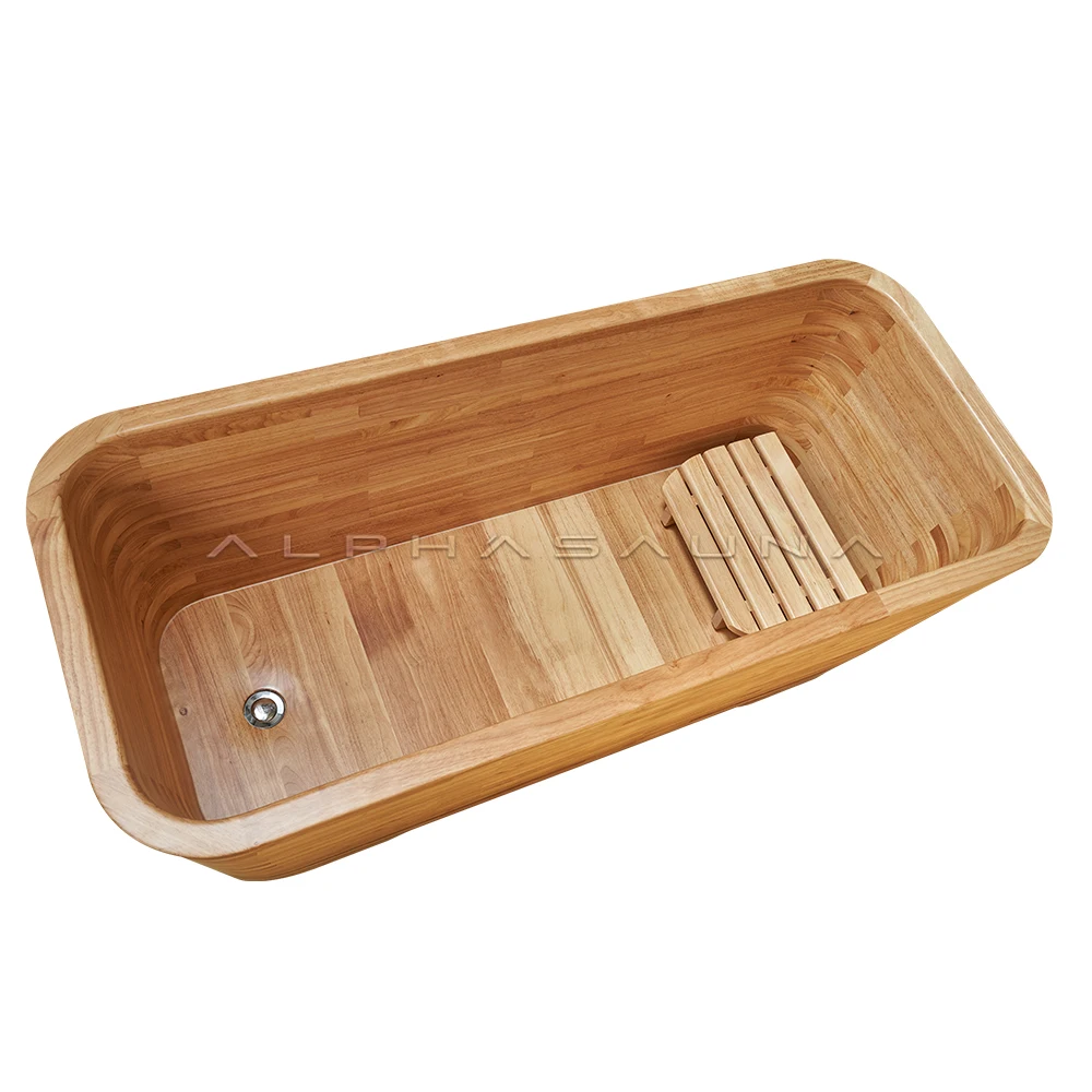 Rectangular Freestanding Bathroom Bathtub Portable Outdoor Wooden Ice Bath Bucket