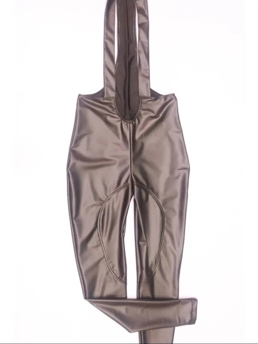 

S-3XL Sleeveless Tank Catsuit PU Leather Patchwork Jumpsuit Zipper Open Crotch Bodysuit Tights Leotard Conjoined Unitard Overall