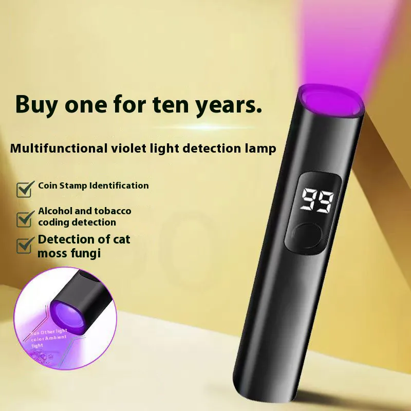365NM Purple Light Lamp UV Fluorescent Agent Detection USB Charging Flashlight Currency Verification Lamp