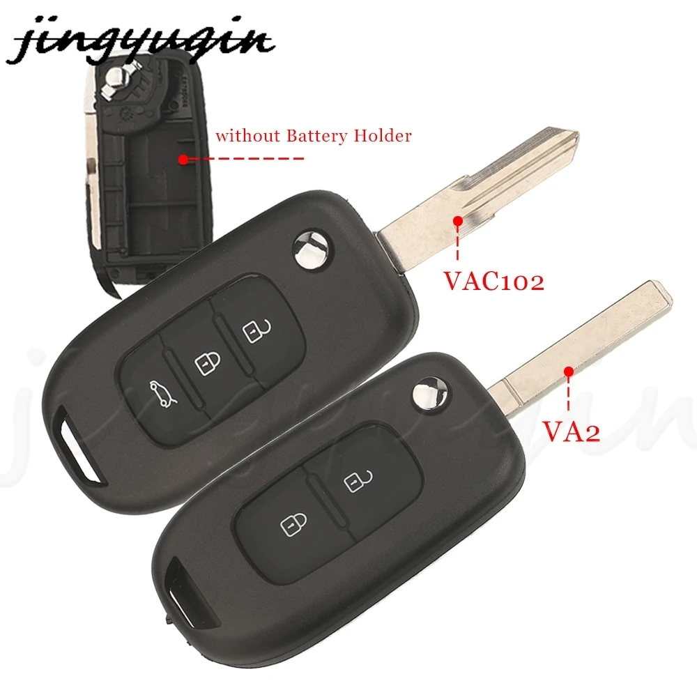 Jingyuqin Flip Car Key Shell Case For Renault Logan Duster Sandero Oroch without PCB Housing Replacement 2/3BTN VA2/VAC102 blade