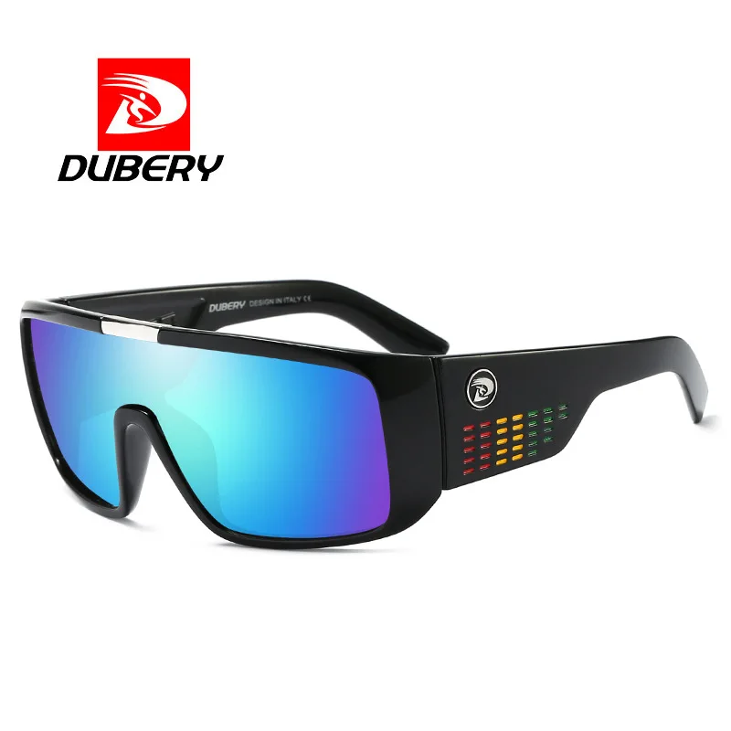 DUBERY Men's Sunglasses All Black Shades with Original Box New Practical Design of Wide Eyewear Leg Women UV Protective Glasses