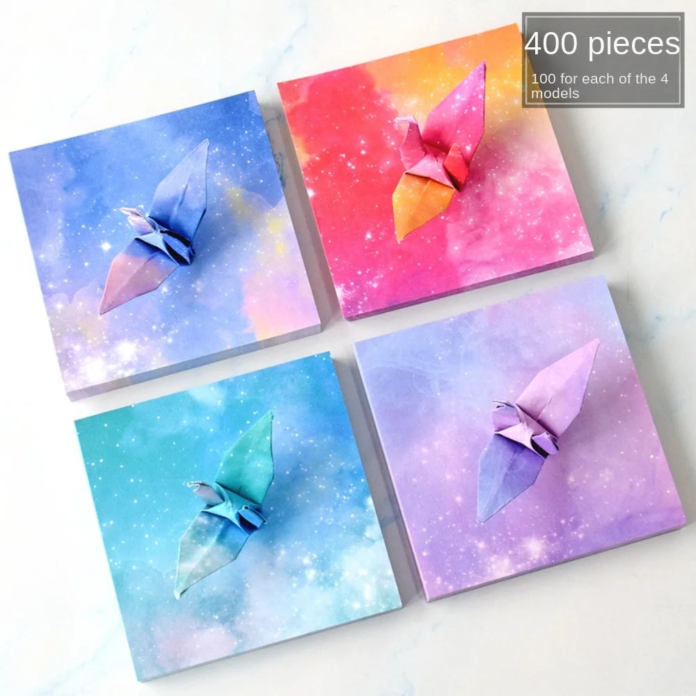 400pcs Art Material Starry Sky Origami Paper Scrapbooking Folding Colorful Folded Paper Galaxy Sakura