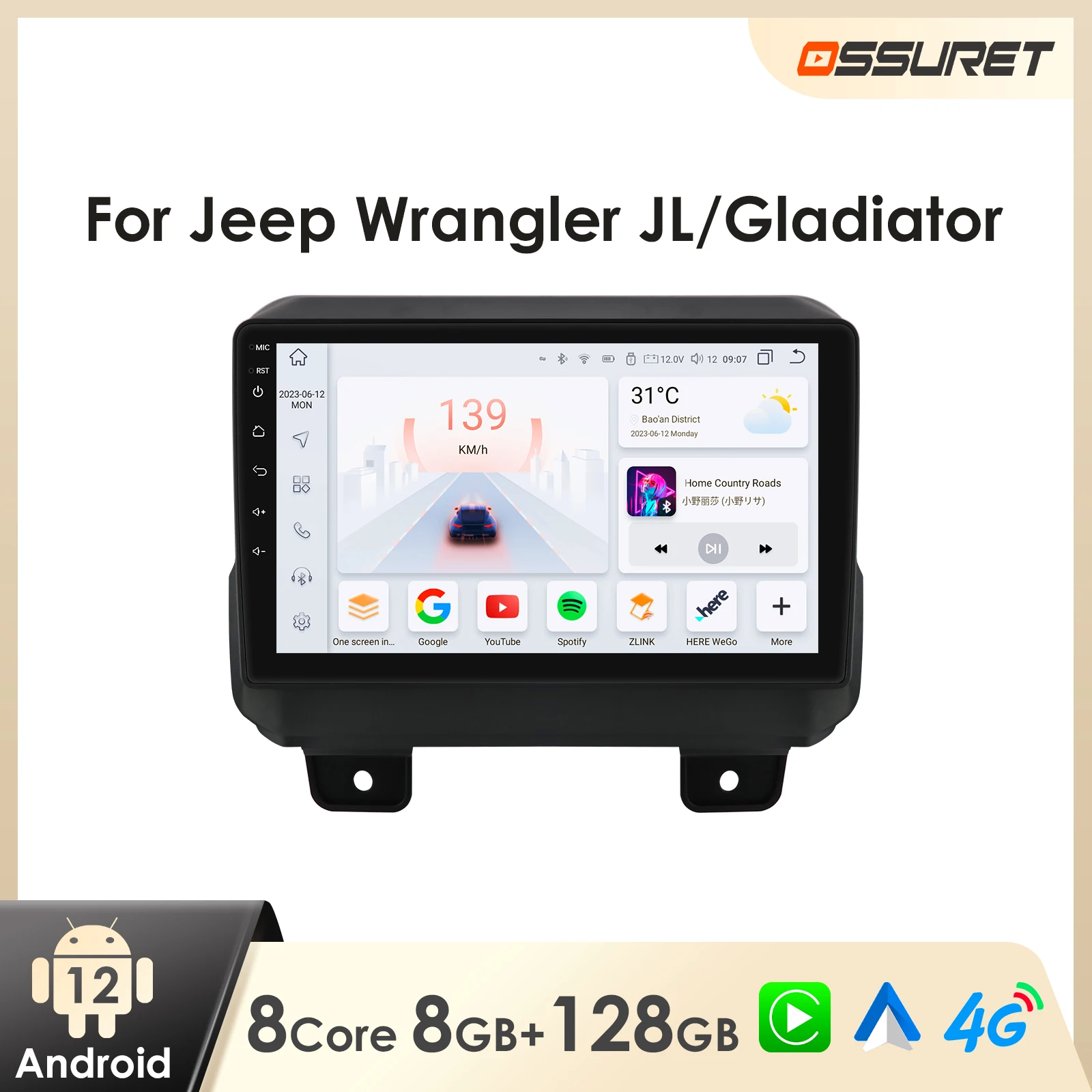 Android Car Radio for Jeep Wrangler JL Gladiator JT 2018-2023 Multimedia Android Auto Carplay 7862 Car Intelligent Screen Player