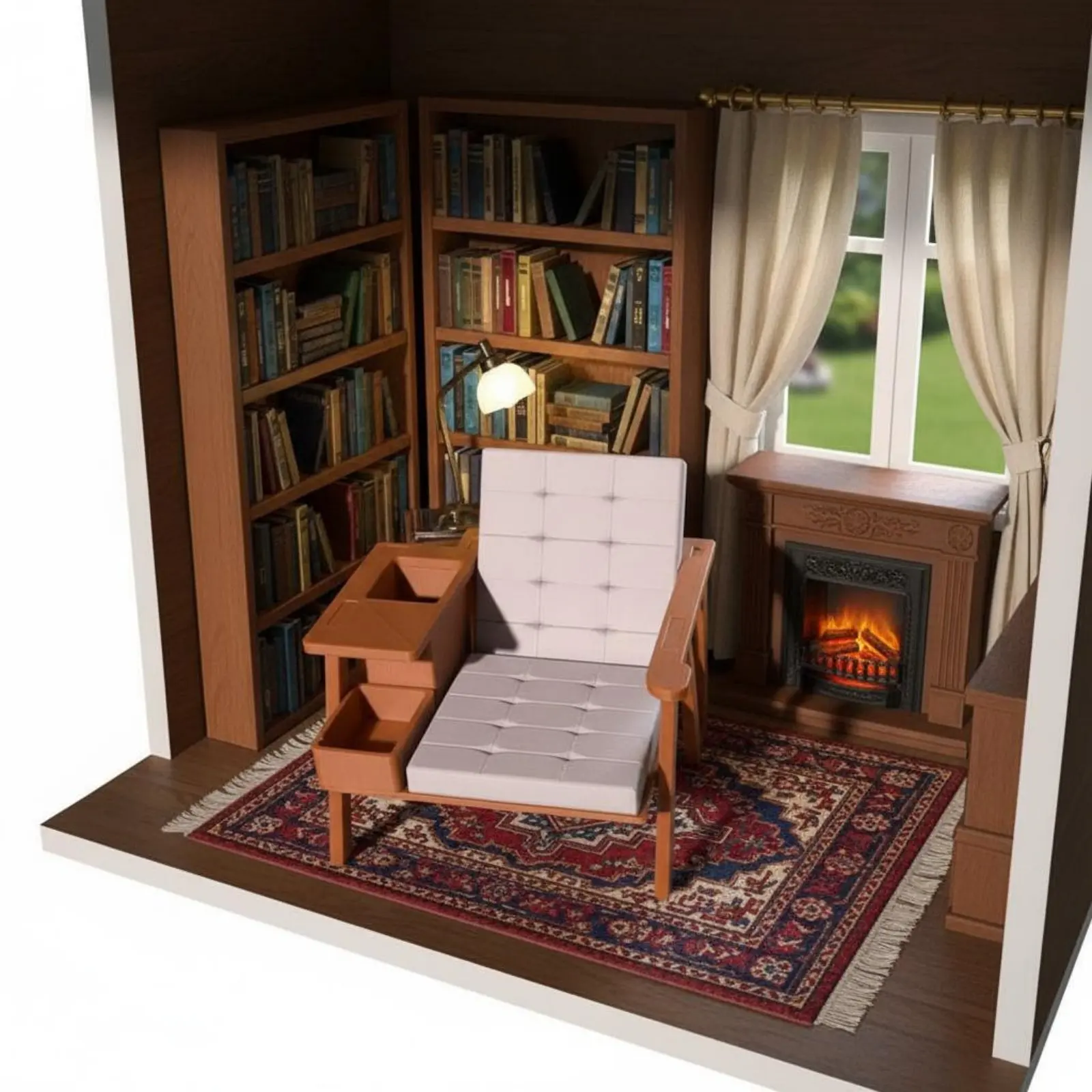 

Mini Reading Chair with Wine Bottle and Glass Dollhouse Armchair Dollhouse Accent Chair Scene Prop for Display