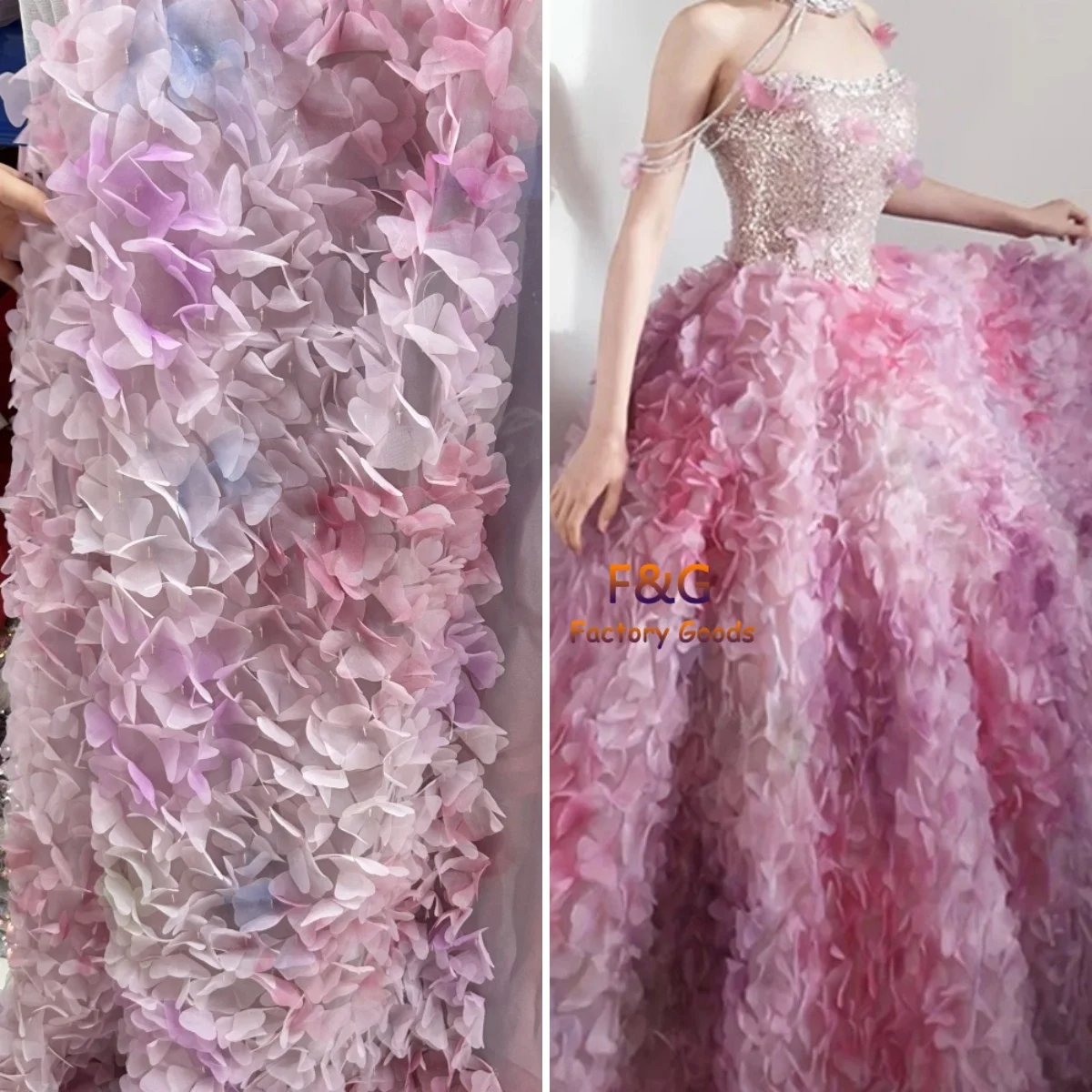 

Высококачественная трехмерная розовая ткань с цветком, шитье, бальное вечернее платье, детская одежда, высококачественная ткань для одежды своими руками на заказ