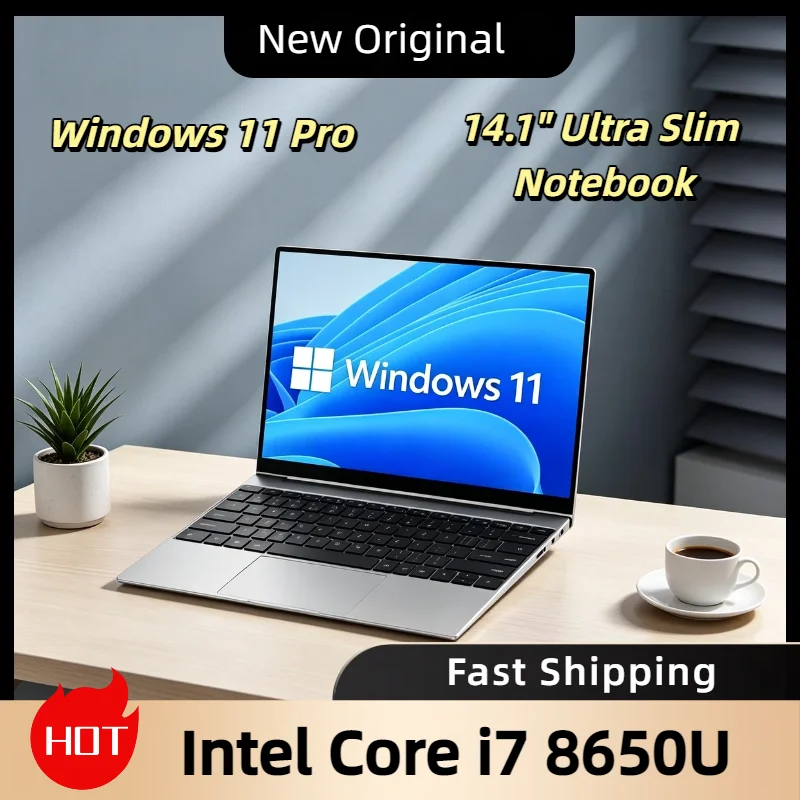Ultra Slim 14.1 Inch Windows 11 Laptop 32GB RAM 2TB SSD Intel Core i7 8650U 1920x1080 HD Gaming Computer Gamer Office