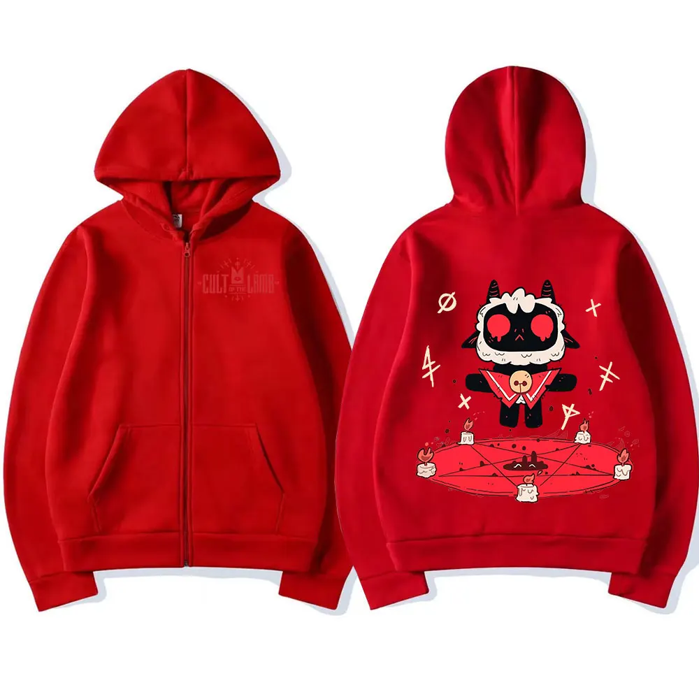 Game Cult of The Lamb Graphic Hoodie Zipper Pullover Men Women Zip Up Coat Tracksuit Boys Clothes for Teens Cardigan Sweatshirt