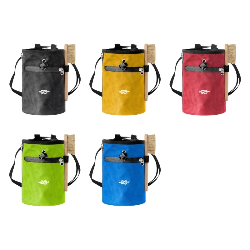 Climbing Chalk Bag Watertight Bouldering Chalk Bag with Adjustable Strap Chalk Bag & Zippers Storage Pocket Drawstring