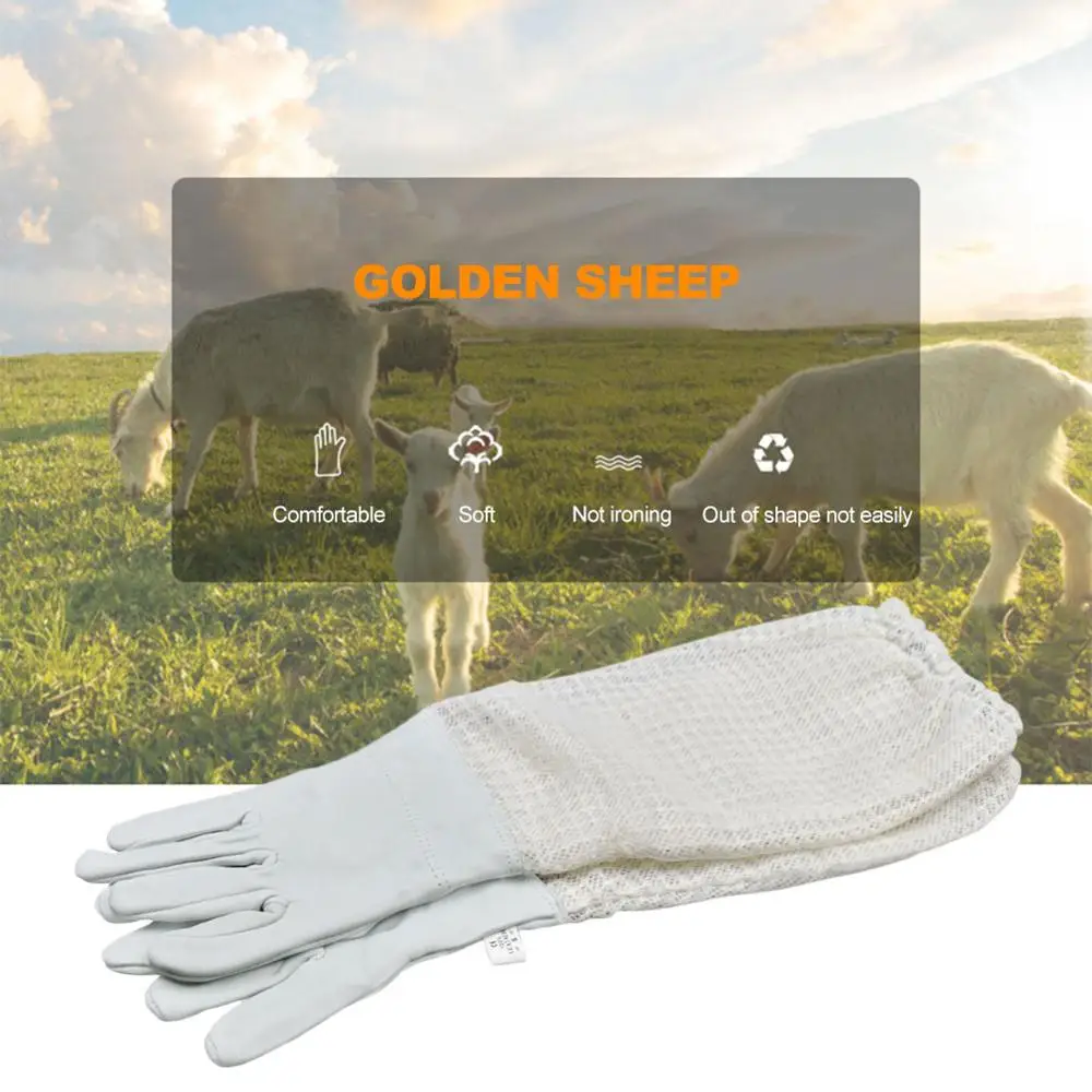 

Beekeeping Gloves Ultra Mesh Beekeepers Gloves 3-layer Net Ventilation Protect Your Hands Ventilated Goatskin Anti-Bee Gloves