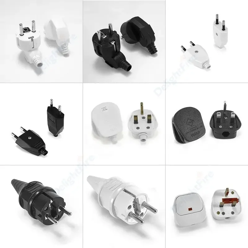 EU Electrical Plug Adapter Male Replacement Rewireable Schuko Socket Power Extension Cable UK US AU Cord Connector Wire Plug