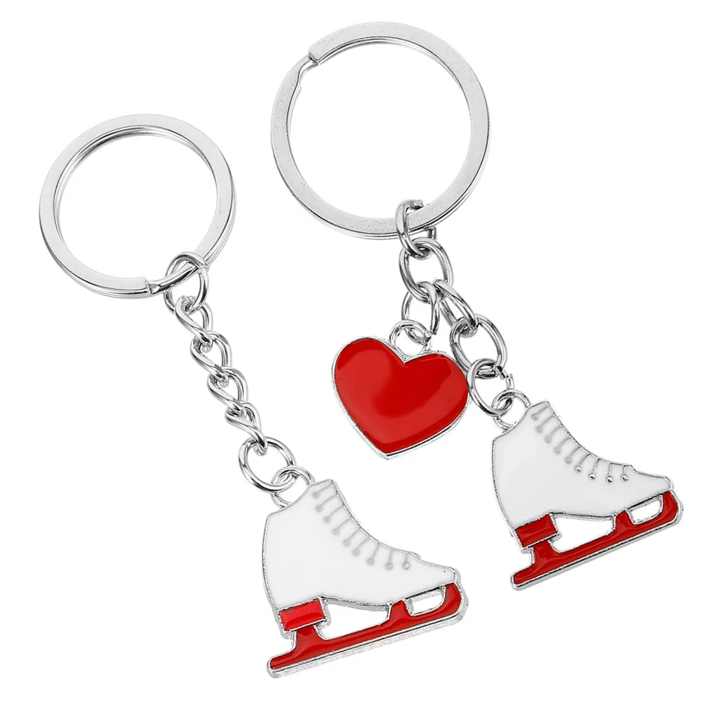 2Pcs Ice Skate Keychain Set Adorable Skates Shoe Pendants Hanging Metal Key Holders Backpack Charms for Women Skating Keychain