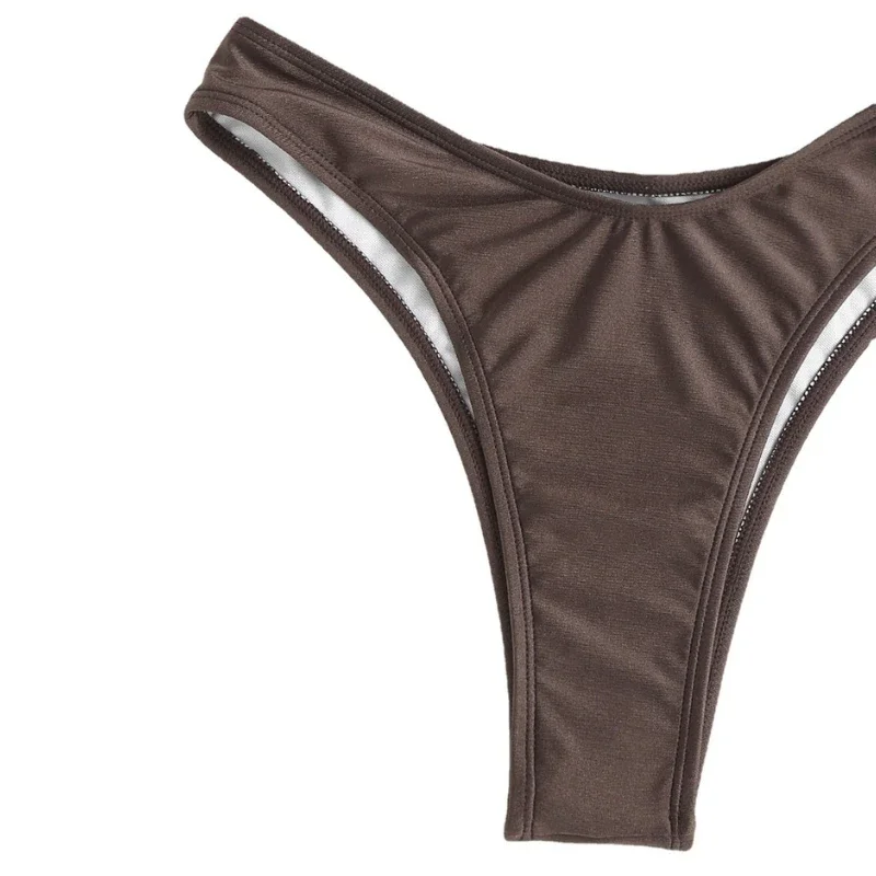 Women's 2 Pieces Bandeau Swimsuits Tie Front High Cut Bikini Bathing Suit