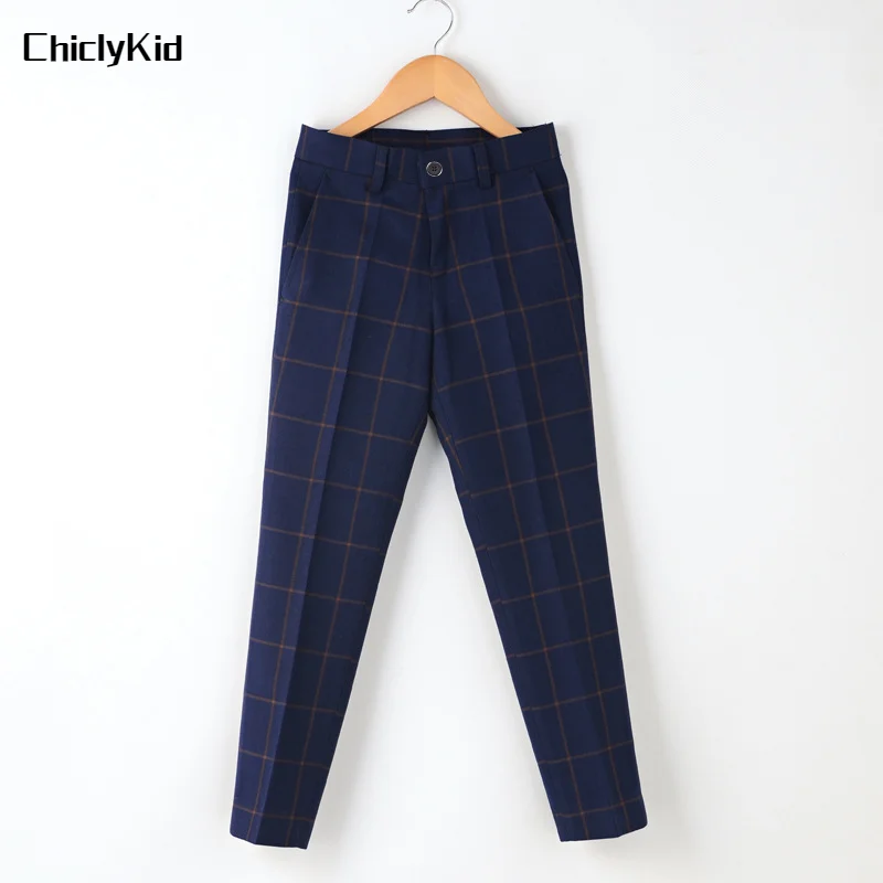 

Kids Plaid Suit Pant Child British Formal Dress Wedding Pants Boys Teen Solid Color Trousers Toddler Gentlemen Spring Clothes