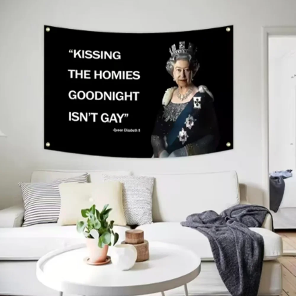 Kissing Homies Goodnight Flag Funny Tapestry 2x3ft 3x5FT WithFour Grommets For College Dorm Room Guys Man Cave Wall Banner