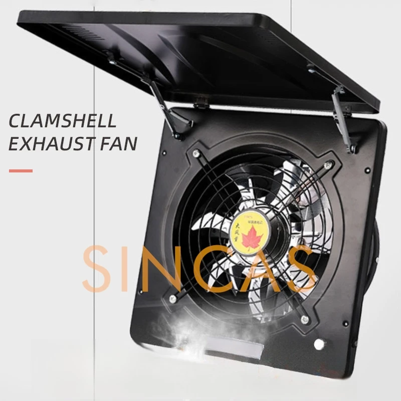 Flip Cover Adjustable Speed Range Hood Ultra-Quiet Window-Mounted Kitchen Exhaust Fan Extractor 10-inch High-Speed Ventilation