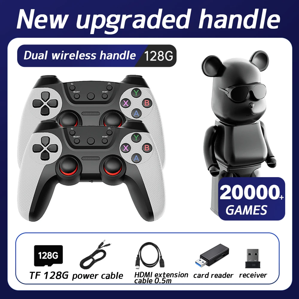 Super Game Box Violent Bear Console 128GB 20000+ Upgrade Handle Classic Games 4K HDMI HD Output 25 Emulators Plug Play