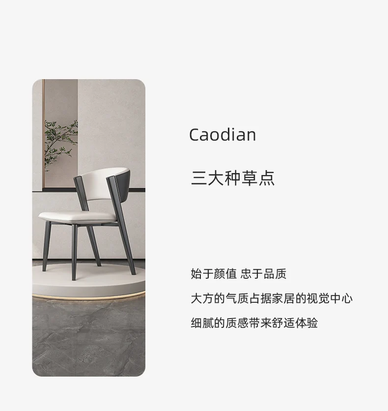 Italian Minimalist CC Dining Chair Luxury Home Kitchen Backrest Chair Designer Living Room