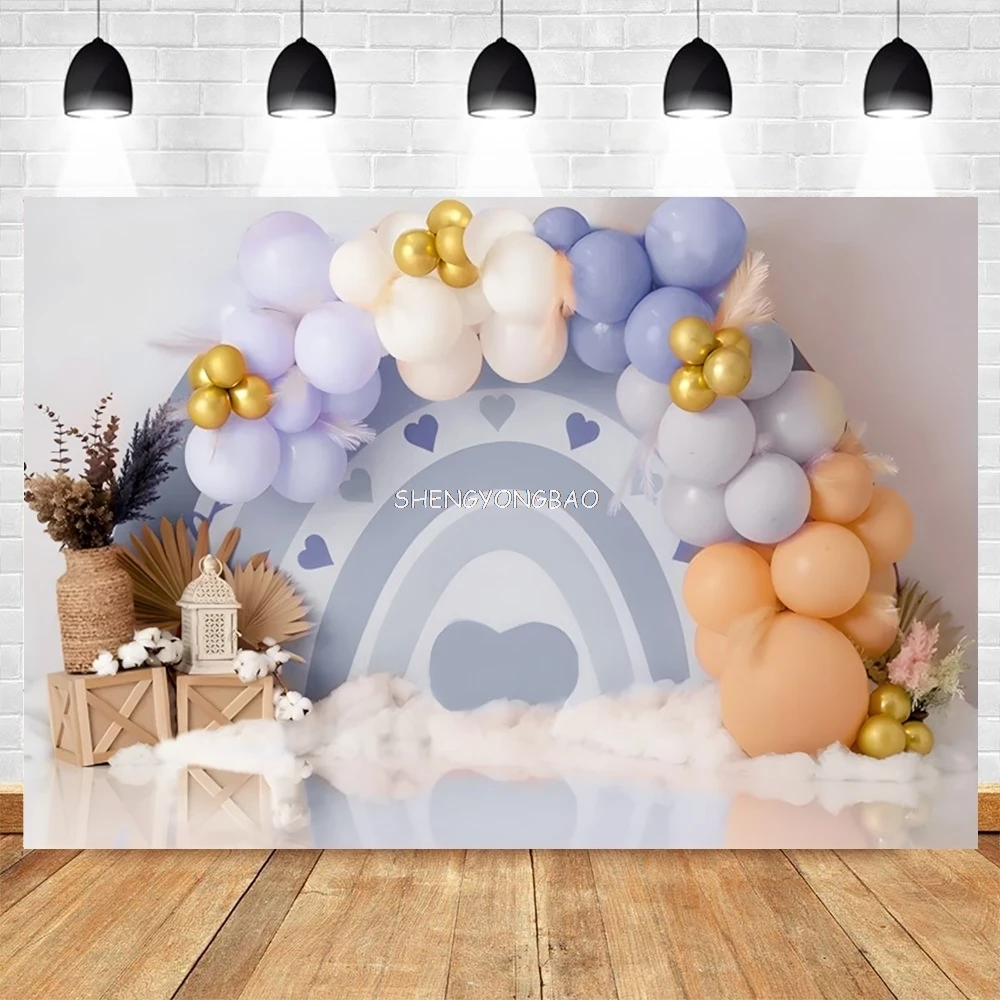 First Birthday Party Photography Backdrop Pink Gold Balloon Sweet One Butterfly Baby Shower Family Background CJ-02
