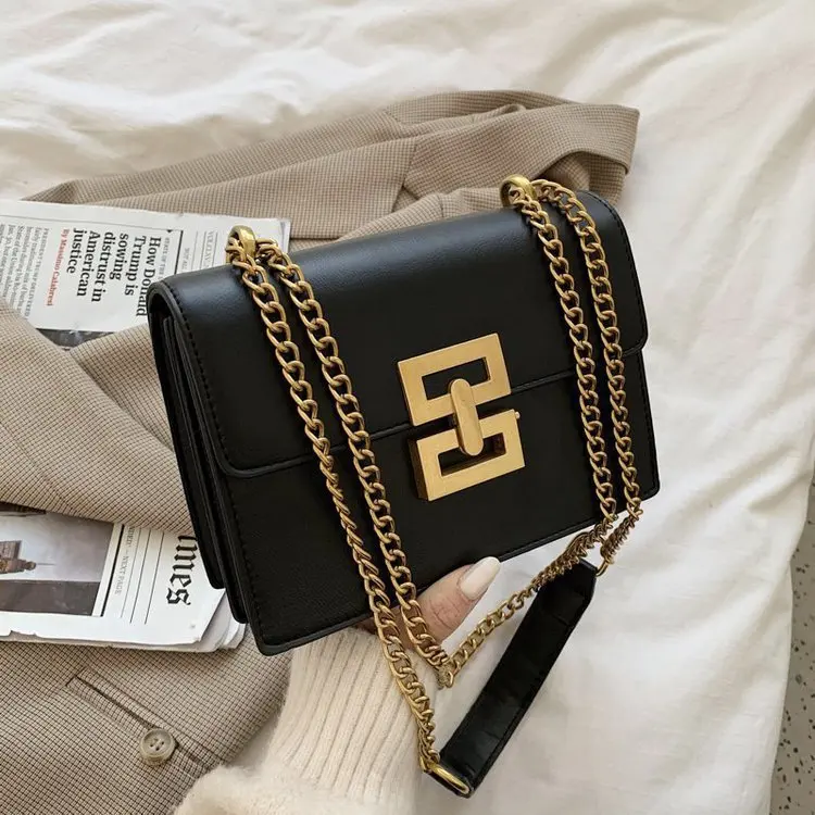 2022 Summer New Shoulder Bag Small Square Bag Fashion Chain Retro Lock Trendy Crossbody Bag