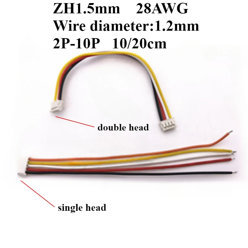 

50Pcs JST1.25mm SH1.0mm ZH1.5mm Single Double head 2P/3P/4P/5P/6P/7P/8P/9P/10P Terminal Wire Length 10/20cm 28AWG Electron Wire