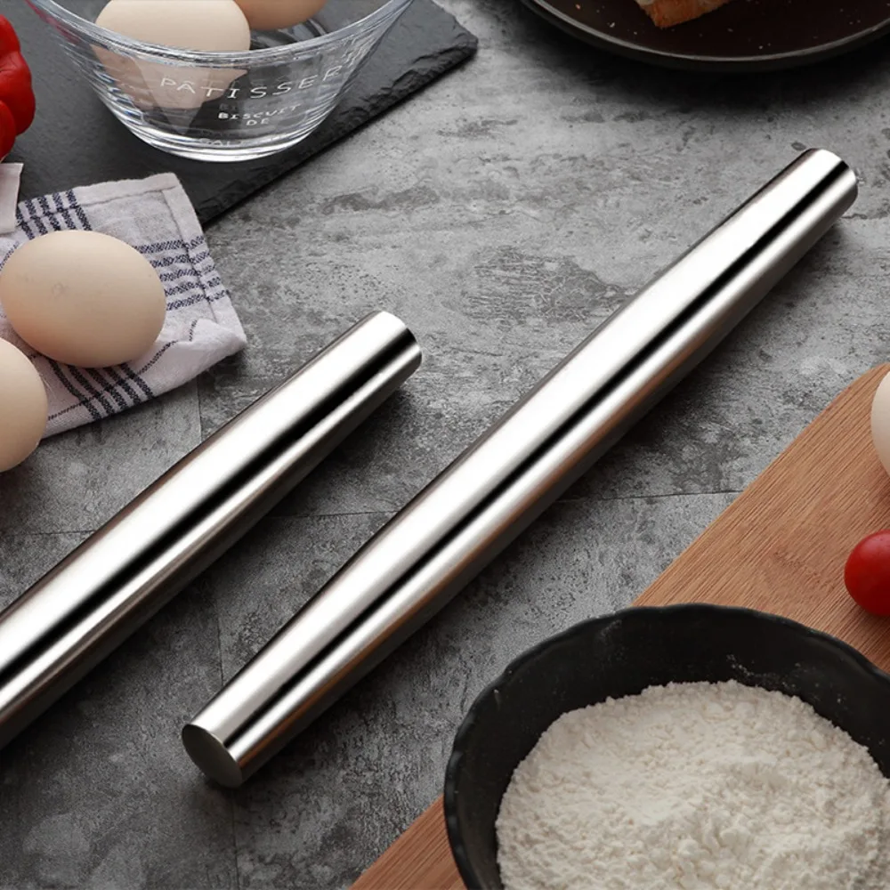 

Moisture-proof 304 Stainless Steel Rolling Pin Drop-proof Silver Rolling Pin Portable Durable Baking Dough Stick Kitchen