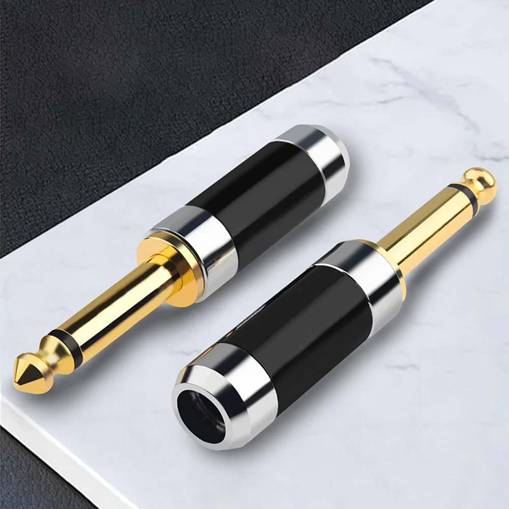 أحادية وصلات صوت مطلية بالذهب 6.35 مللي متر أحادية ذكر جاك لحام موصل مكبر للصوت ميكروفون جاك التوصيل ل الغيتار المتكلم كابل مساعد