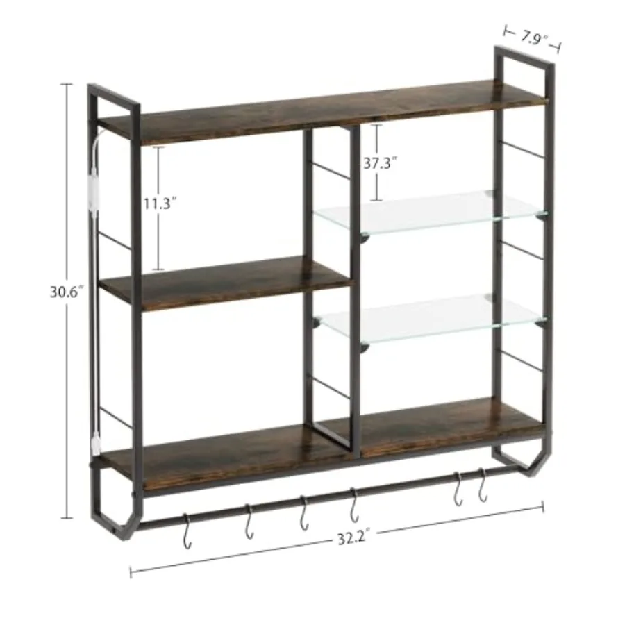 EYCOAL Gaming Floating Shelves Wall Mounted Wooden Decor Display Shelf with 34