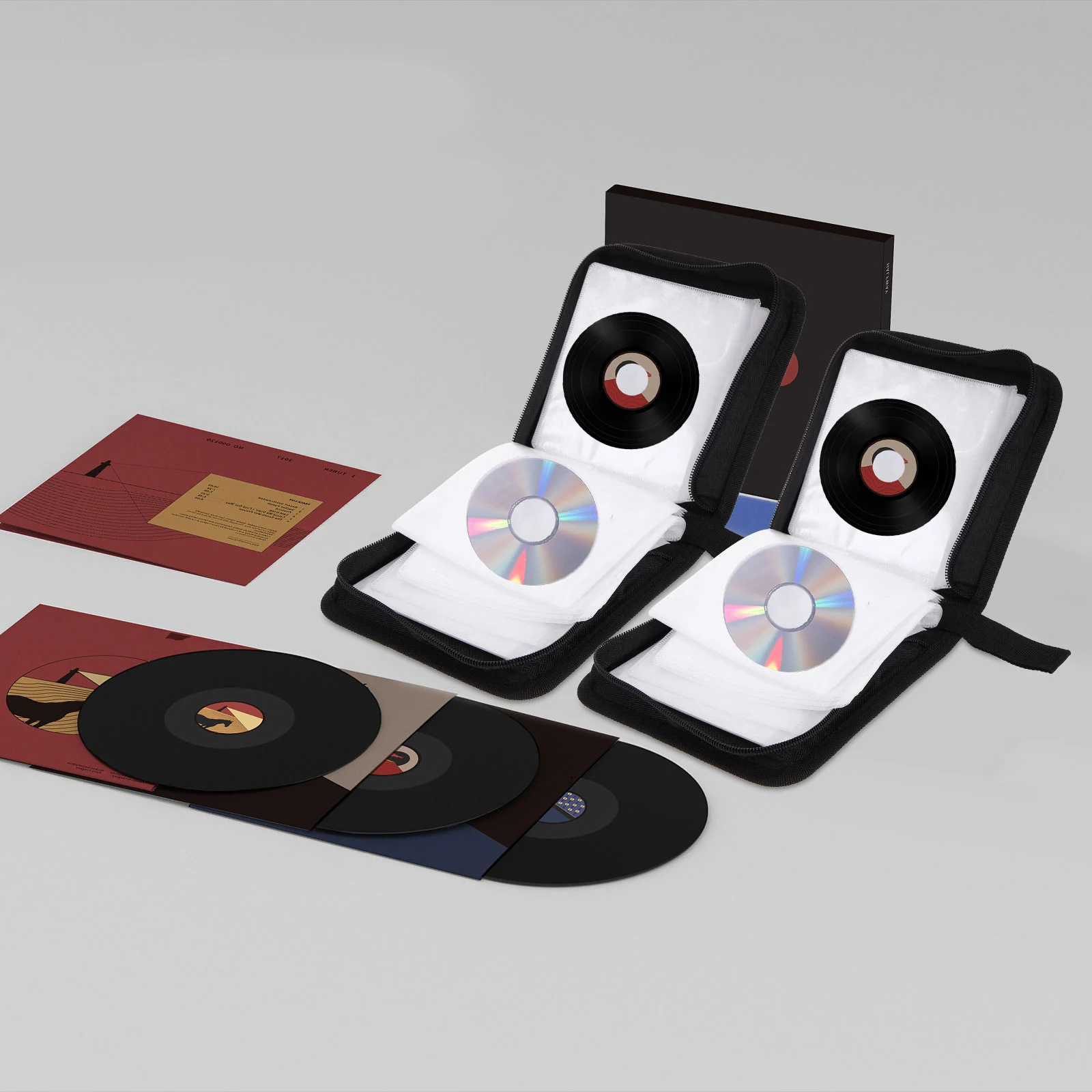 3 Pcs Disc CD Package DVD Holder Storage Rack Case Black Pu Imitation Travel Wallet