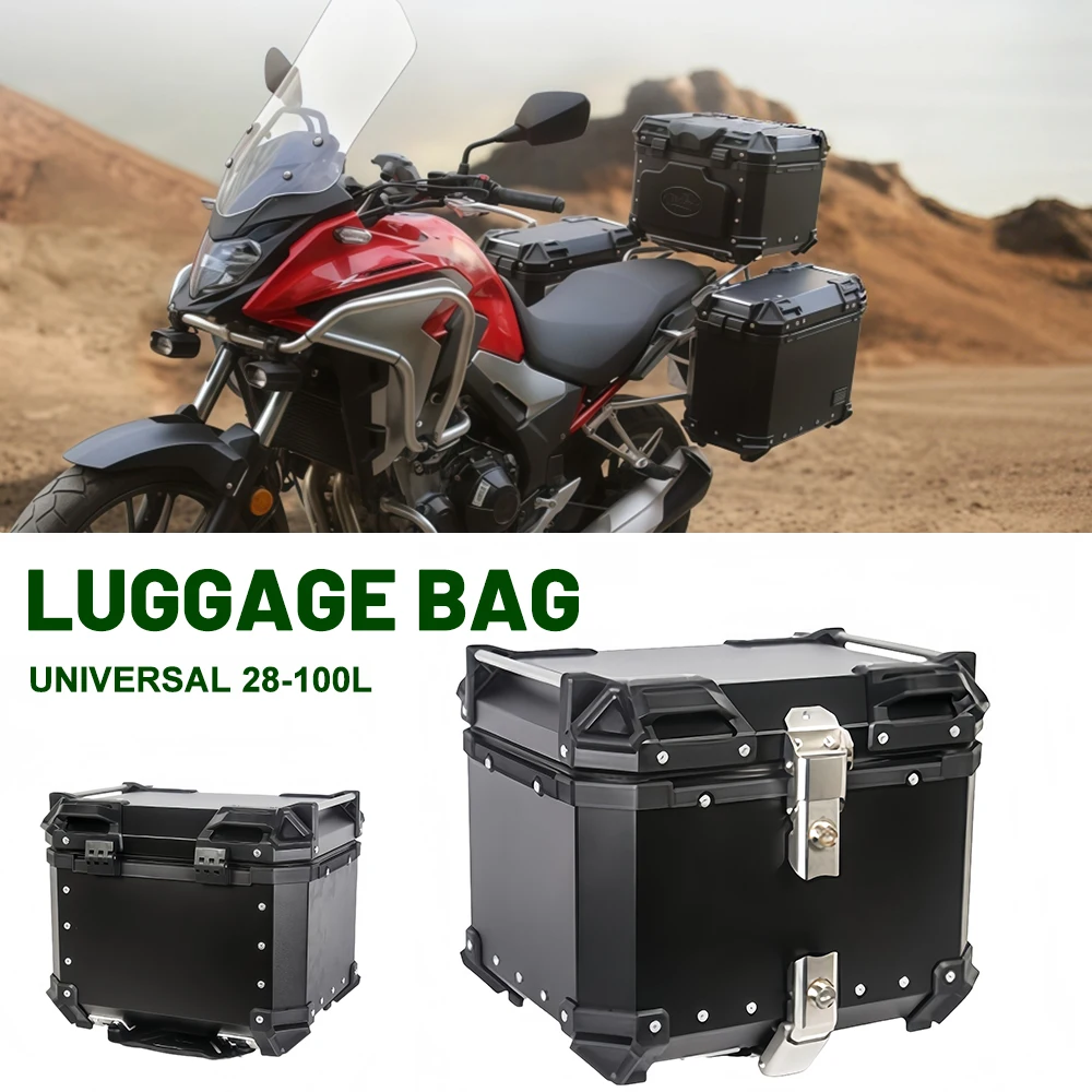 36-80L Aluminum Motorcycle Tail & Side Box Waterproof Rear Trunk Universal Electric Scooter Storage Case Moto Touring Case