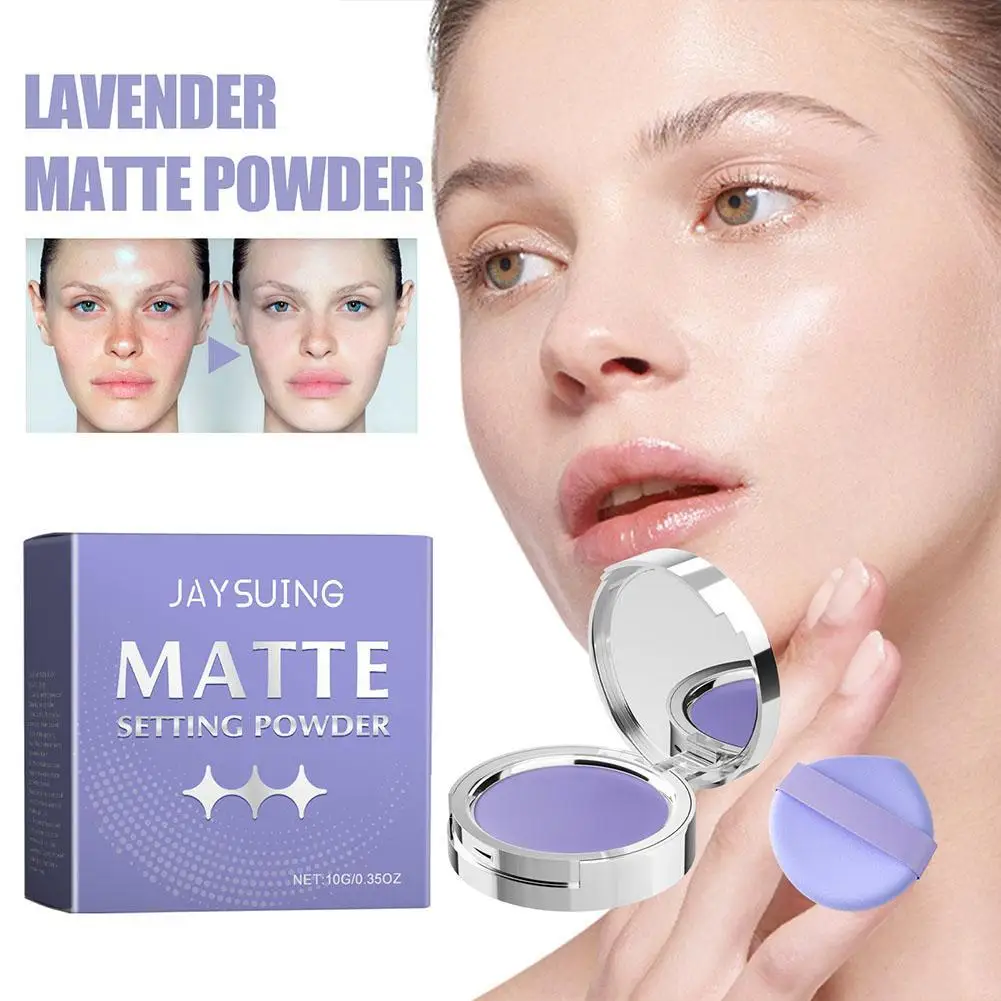 Purple Matte Setting Powder With Lavender Complex Oil Control Anti-Sweat Pressed Powder for Smooth Even Complexion Blurring