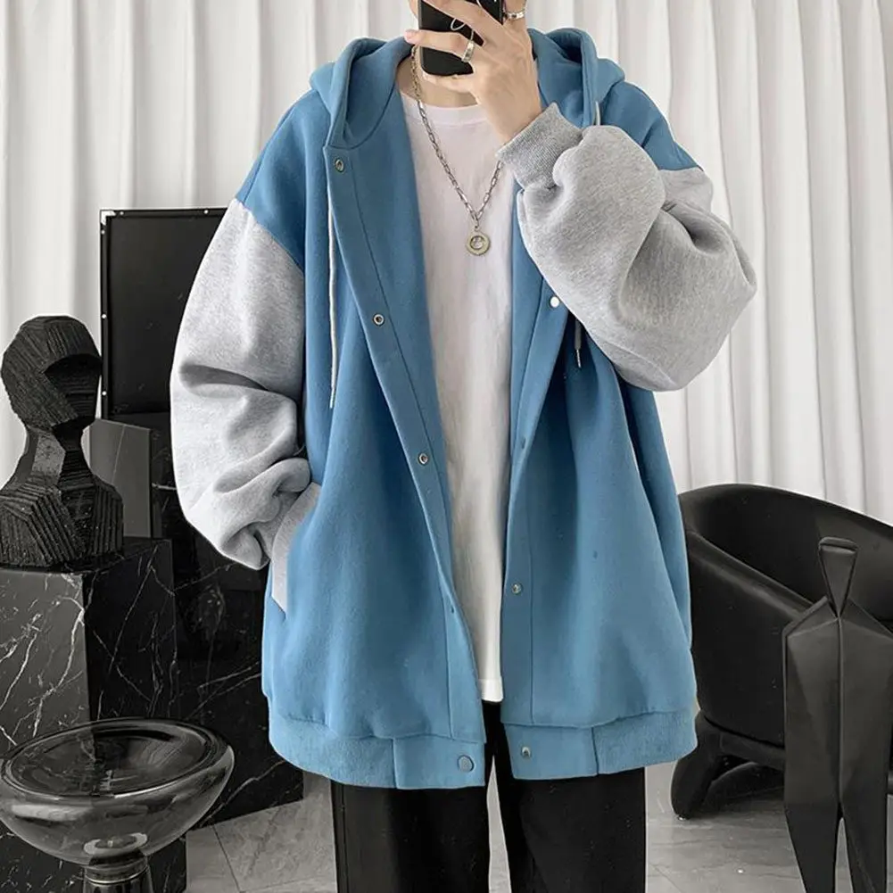 

Casual Outing Mens Hooded Sweatshirt Men Color Spliced Sweatshirt Fashion Sweatshirt Long Sleeve Polyester Fabric
