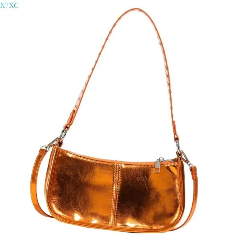 

X7XC All-matching Crossbody Bag for Women PU Leather Armpit Bag Candy Color Bag Korean Styles Shoulder Bag