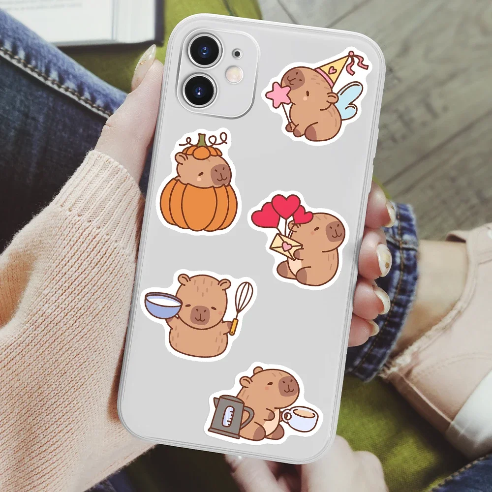 Funny Cute Cartoon Capybara Stickers Kids DIY Toys Gift Decorative Decal for Scrapbook Junk Journals Laptop Luggage Waterproof - Image 4