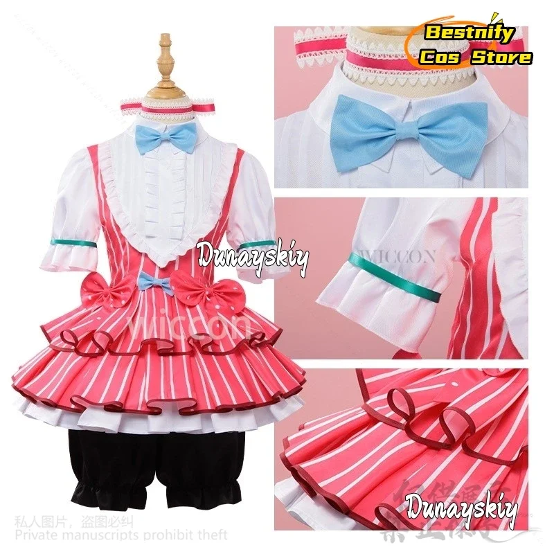 CosplayAnime الفتيات الفرقة صرخة تأثيري نينا Iseri زي الوردي لوليتا تنورة فستان الأميرة شعر مستعار امرأة مثير Kawaii كرنفال البدلة Cust